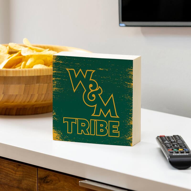William & Mary Wooden Tabletop Mantel Shelf Sign - 6" x 6"