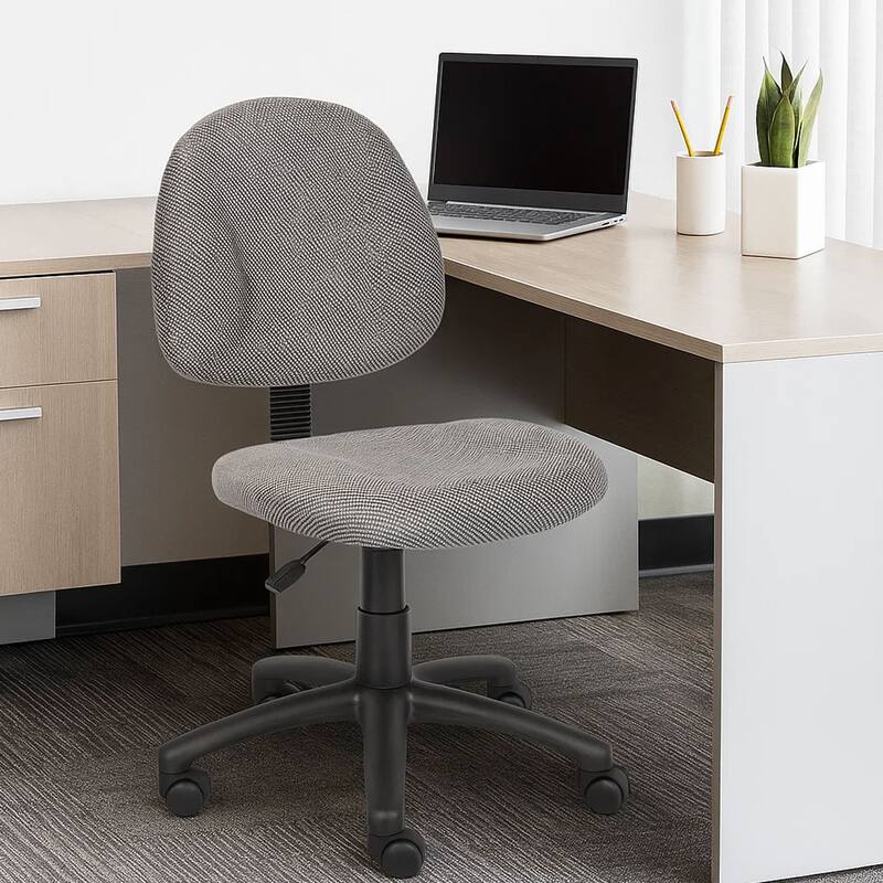 Jea Swivel Posture Chair, Contoured Back, Gray Tweed, Wheels