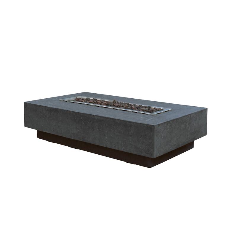 Elementi Hampton 45,000 BTU Dark Grey Concrete Natural Gas Fire Table with Lava Rocks & Cover