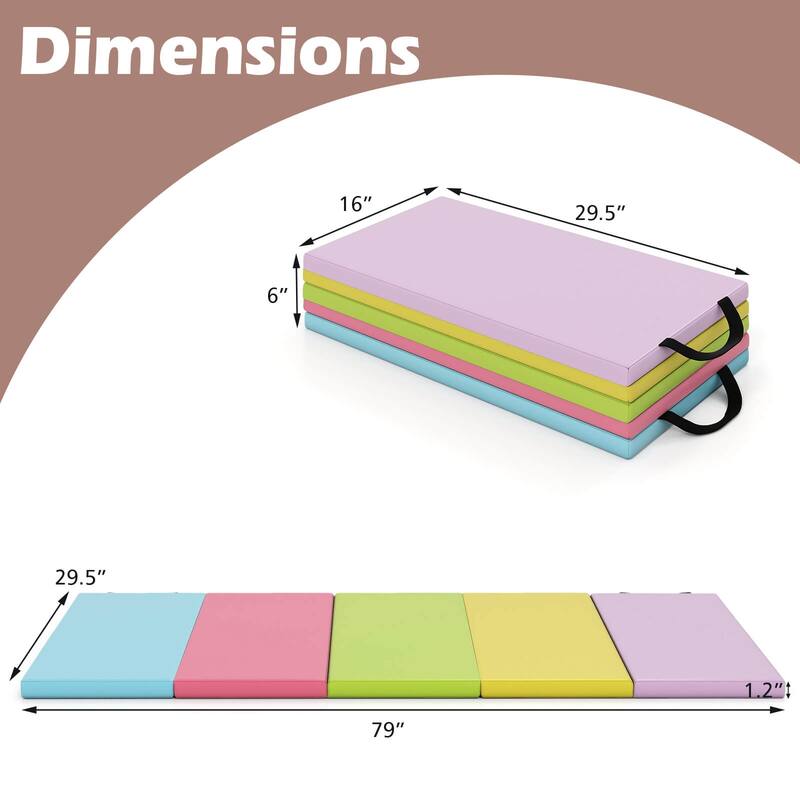 Costway 5-Panel Folding Gymnastics Thick Mat 6.6' x 2.5' Tumbling Mat - See Details