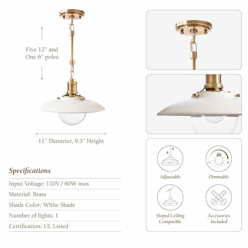 Globe Lanesra Pendant Light - White - 10"
