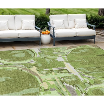 HomeRoots Geometric Transitional Rectangle Outdoor Rug