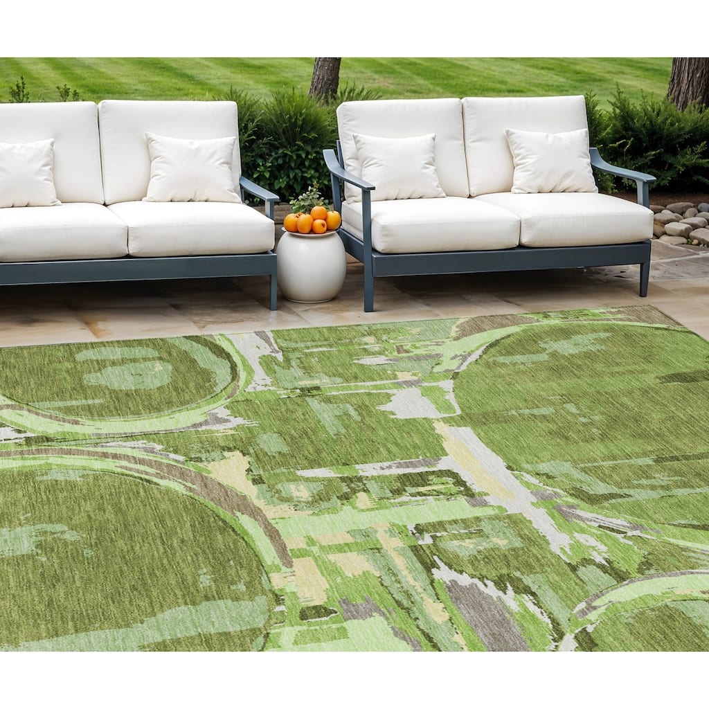 HomeRoots Geometric Transitional Rectangle Outdoor Rug