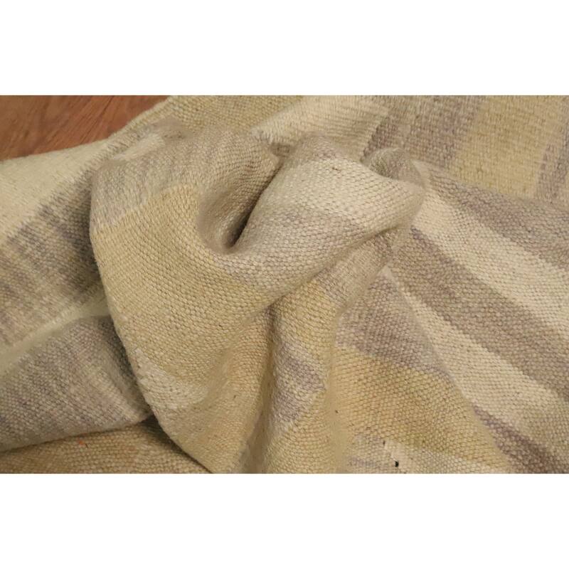Hand Woven Oriental 100% Wool Carpet Southwestern Tribal Yellow & Gold Kilim Area Rug - 9' 6'' X 8' 3''