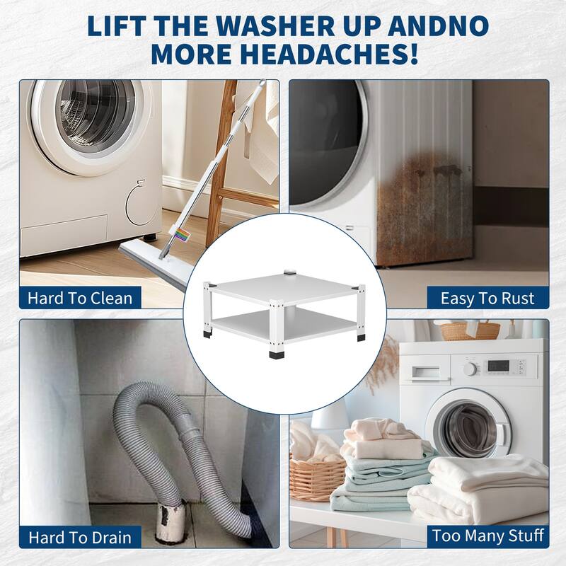 Metal Washing Machine Base Stand, Washer and Dryer Pedestals, Universal Laundry Pedestal 28" L x 28" W x 14" H