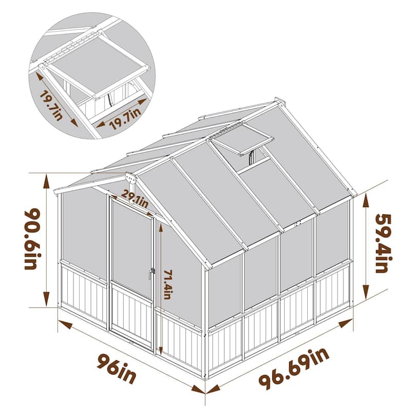 VEIKOUS Walk-in Wooden Greenhouse for Outside, Garden and Backyard, Black Greenhouse