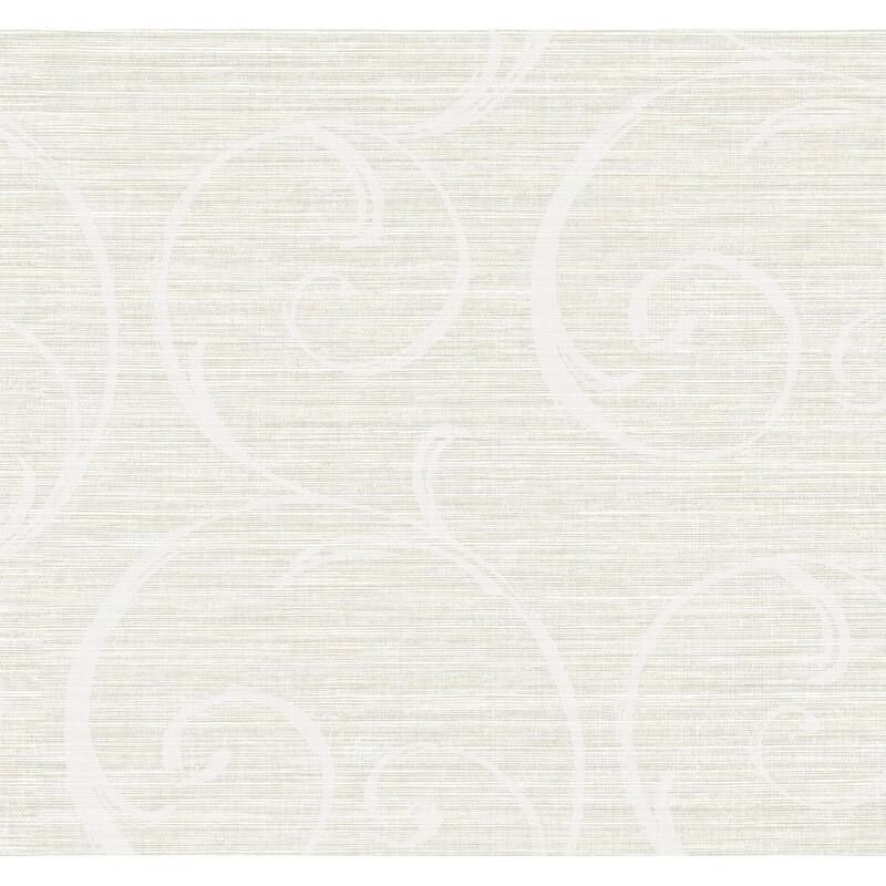 Seabrook Designs Jaiden Horizontal Scroll Unpasted Wallpaper - 27 in. W x 27 ft. L - Off-White
