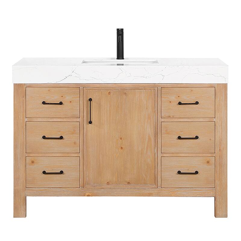 Leon 48 in. Single Bathroom Vanity with Composite Stone Top
