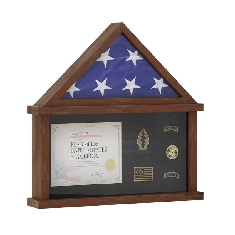Glass Front Flag Display Case with Certificate Holder