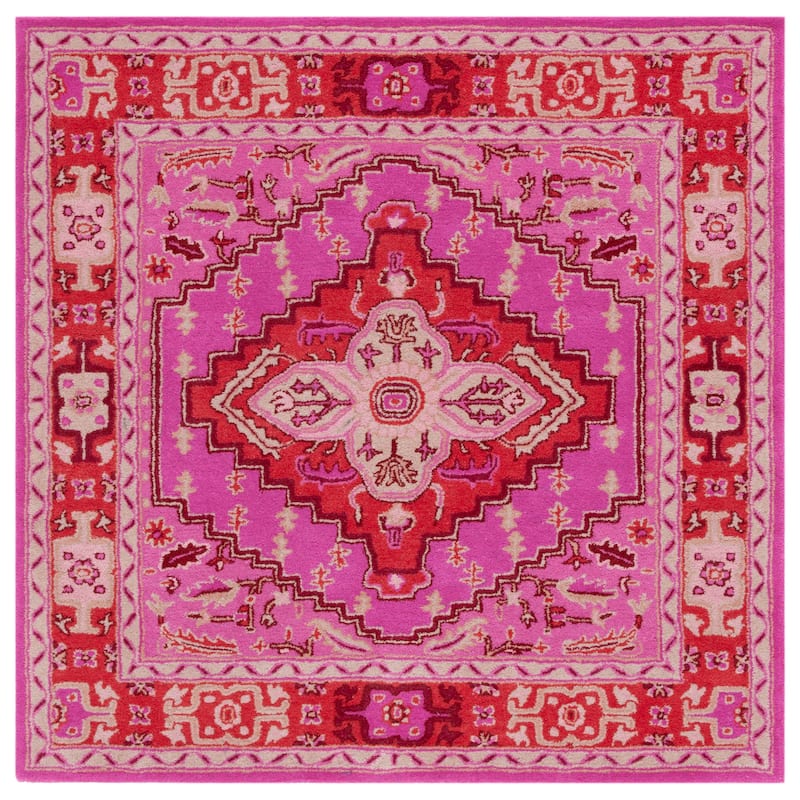 SAFAVIEH Handmade Bellagio Gracia Modern Oriental Wool Rug - Red/Pink - 5' Square