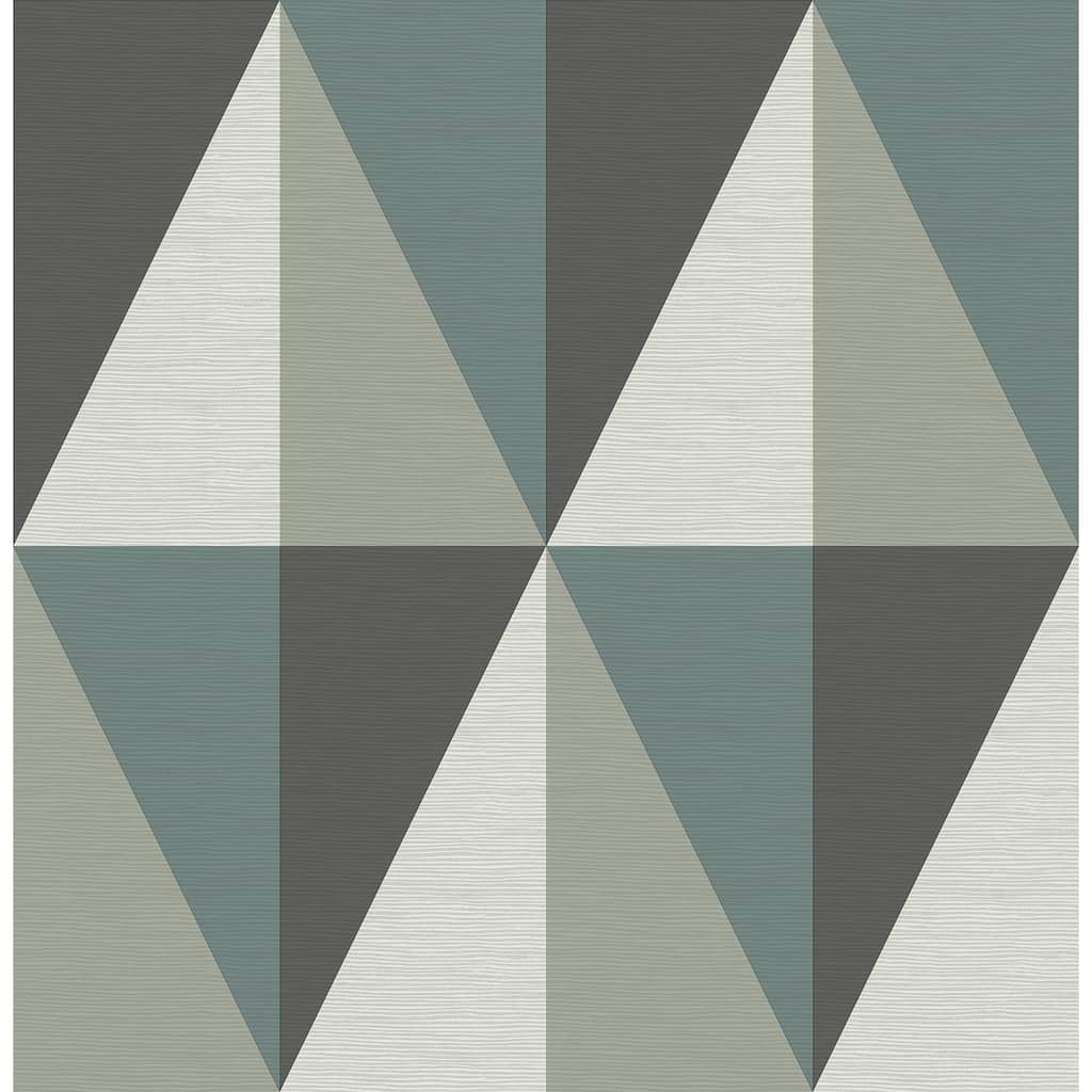 A-Street Prints Aspect Teal Geometric Faux Grasscloth Wallpaper
