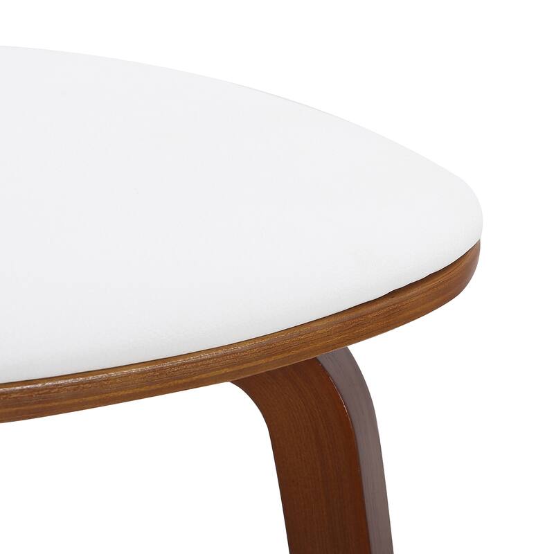 Mid-Century Modern Faux Leather and Wood Dining Chair, Set of 2 - White and Walnut