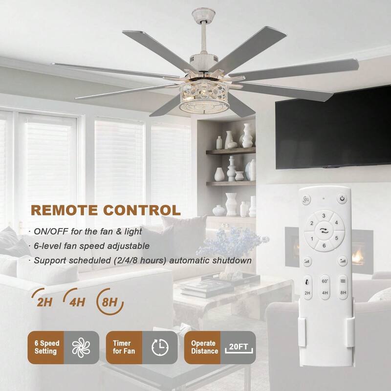 Cusp Barn 72in. Industrial Ceiling Fan with Remote, Dual Finish Blades, Modern Silent DC Motor 6 Speeds Reversible Ceiling Fan