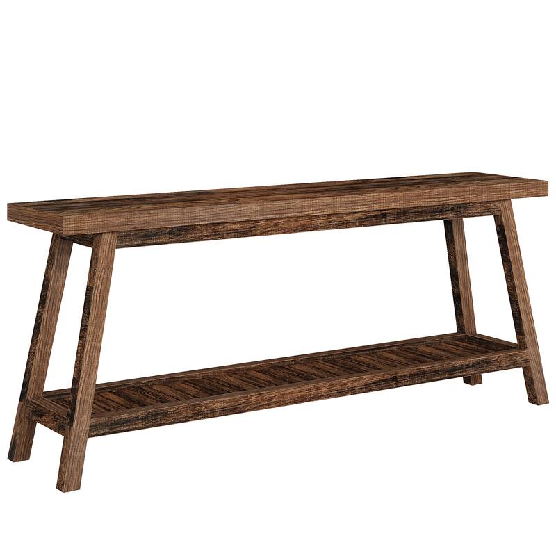 70.9" Extra Long Farmhouse Console Table with 2-Tier Open Storage