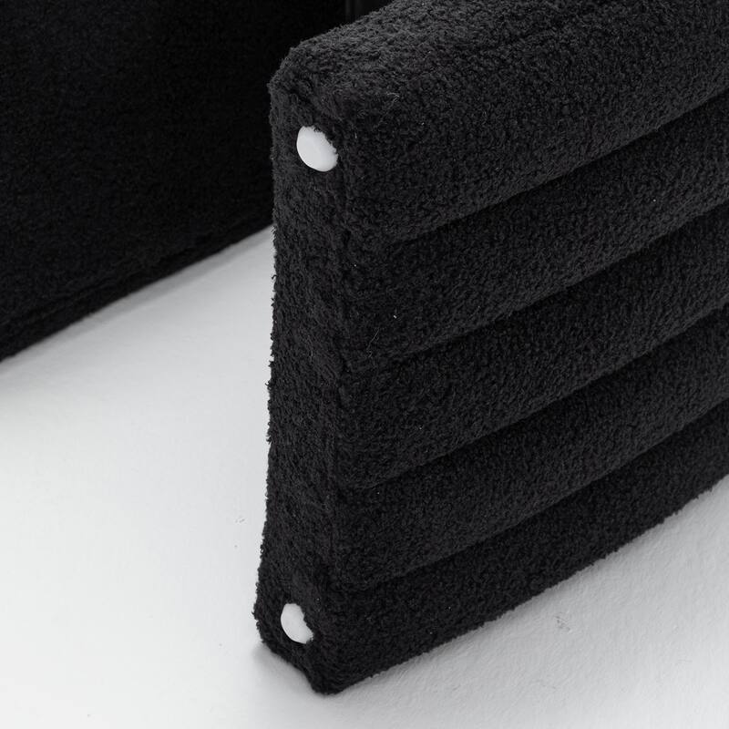 SEYNAR Modern Glam Teddy Velvet Upolstered U-Shaped Ottoman