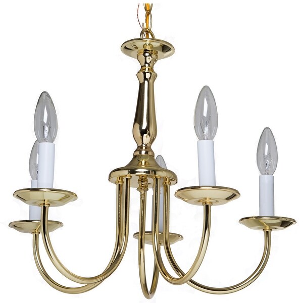 Boston Harbor RF01 Five Light Chandelier, Polished Brass