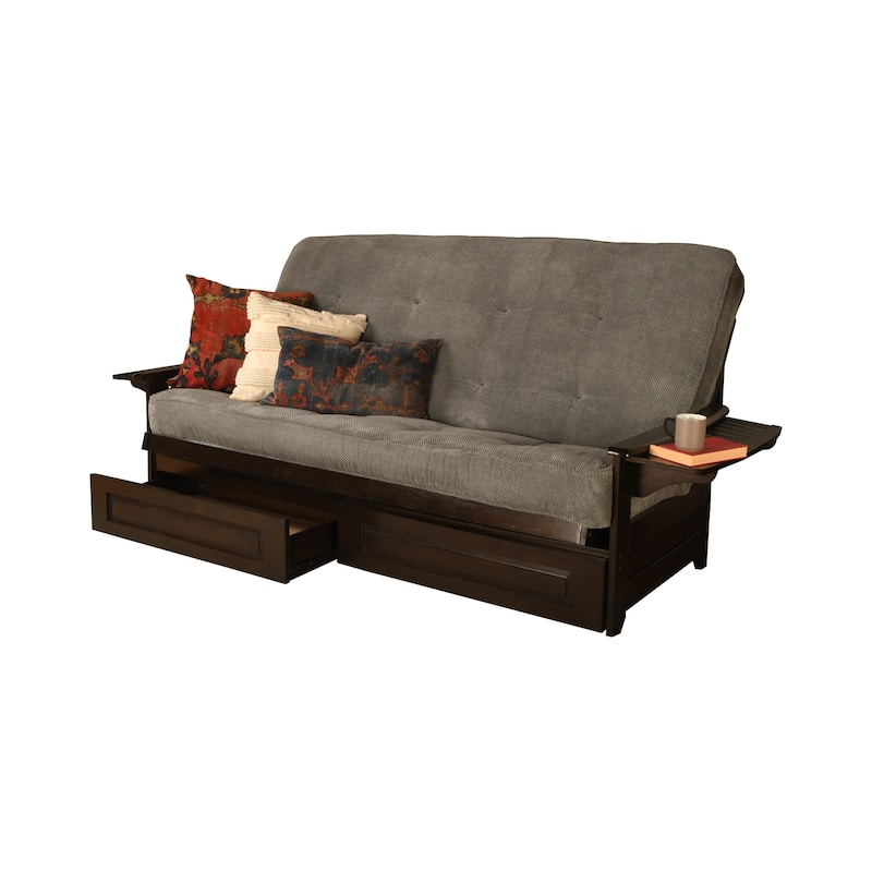 Somette Phoenix Queensize Storage Futon Set in Espresso Finish with