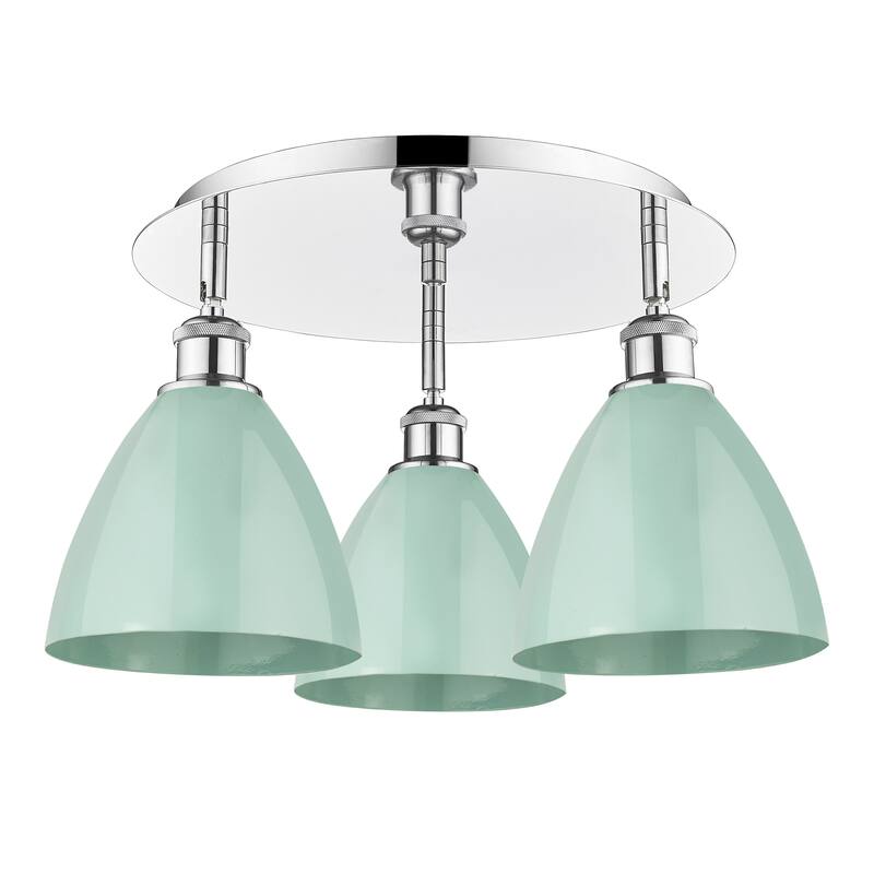 Innovations Lighting Ballston - 3 Light 19" Flush Mount - Seafoam/Polished Chrome