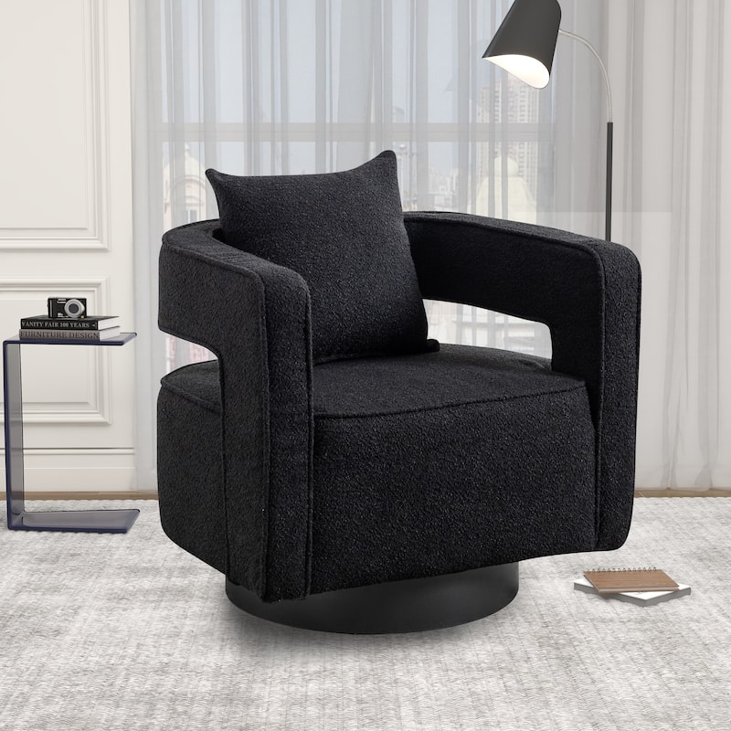 29.0"W Swivel Accent Open Back Chair Modern Comfy Sofa Chair With Base For Nursery Bedroom Living Room Hotel Office