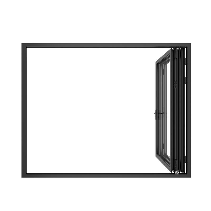 KaMic 108"×96" 3 Panels Aluminum Folding Door In Black,Folded Out From Right To Left Model #:FD3PBK10896-RL