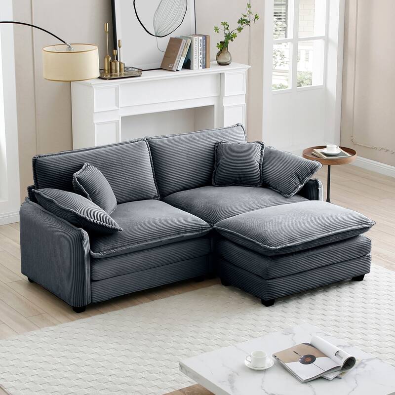 Corduroy Modular Flexible Combinations Sofa Set with Ottoman
