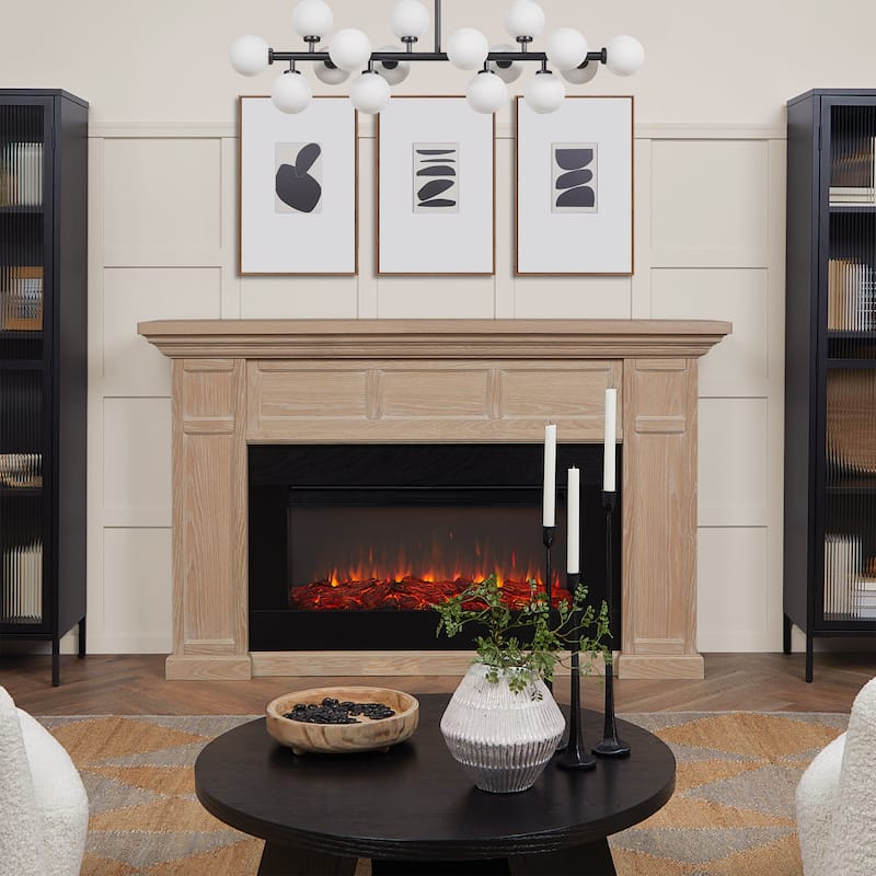Alcott 75" Landscape Electric Fireplace by Real Flame - White Oak