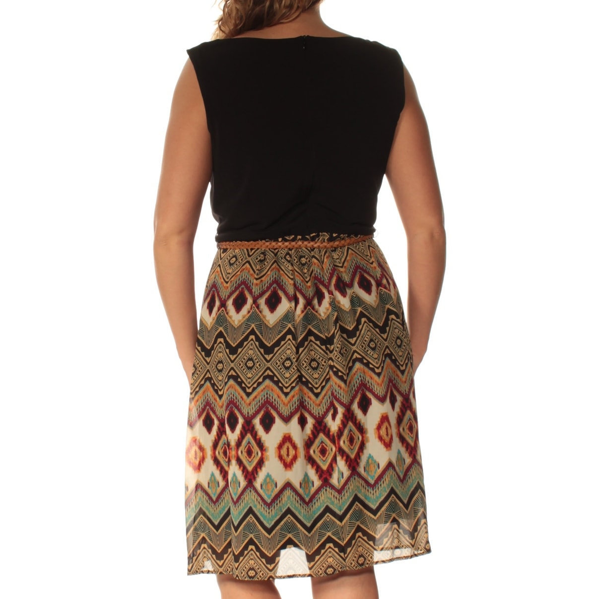 black printed belted dress