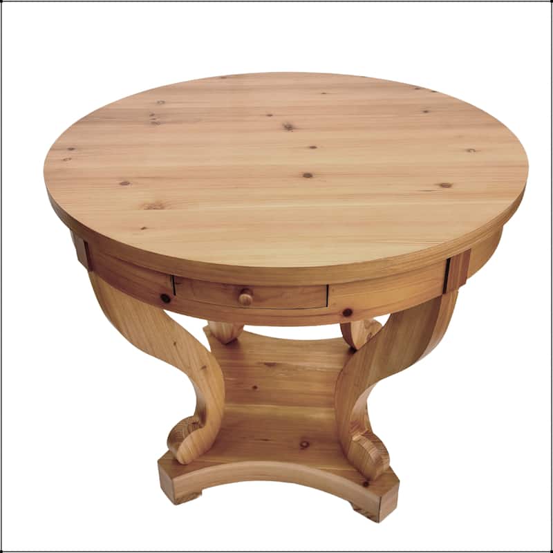 Curved Legs Farmhouse Style Small Size Round Dining Table