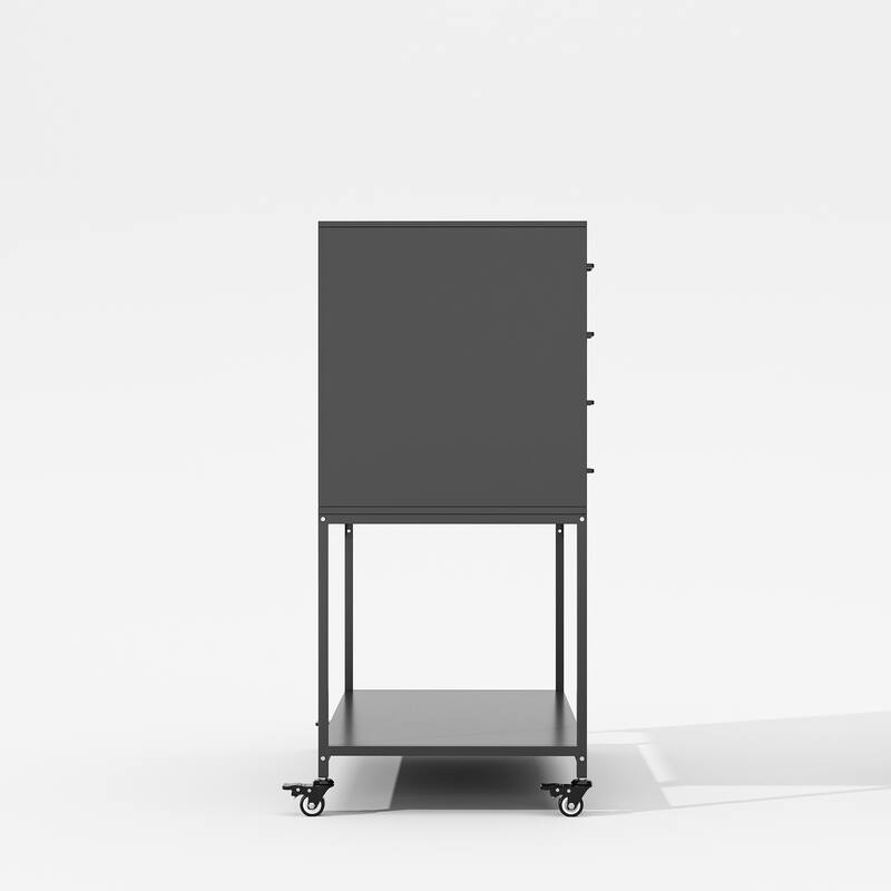 Industrial Metal Storage Cabinet with Pegboard, Adjustable Shelves and Wheels, Garage Tool Organizer with Soft-Close Doors