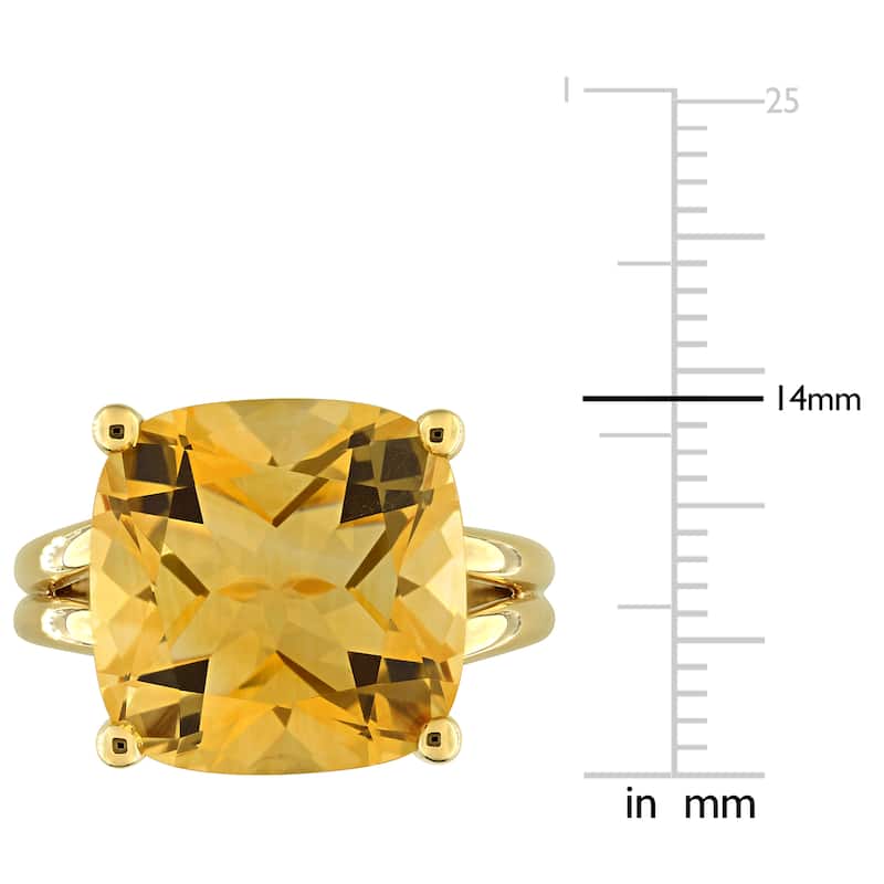 Miadora 10 1/2ct TGW Citrine Cocktail Ring in Yellow Plated Sterling Silver