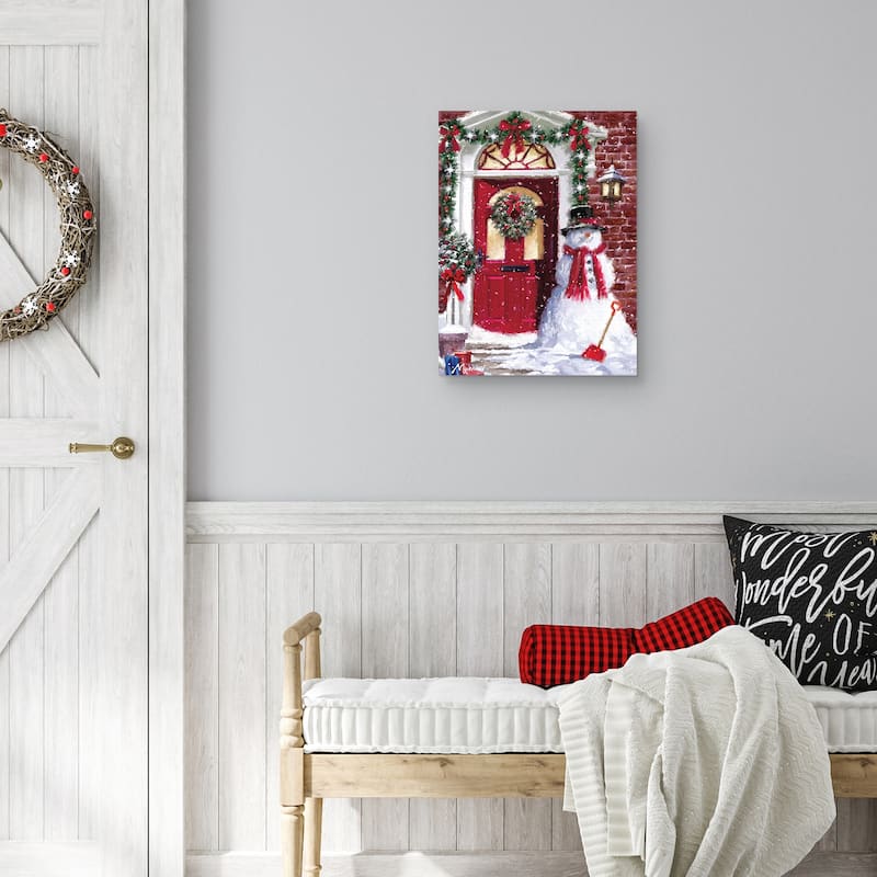 Red Door Snowman 4 by The Macneil Studio Canvas Art Print