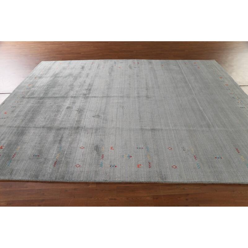 Gabbeh Indian Area Rug Hand-Knotted Beige Wool Carpet - 8'1"x 9'10"
