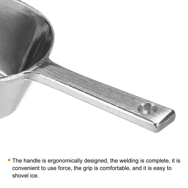 2Pcs Ice Scoops Aluminum 7.09" Small Ice Maker Flour Cereal Sugar Utility Shovel - Silver Tone