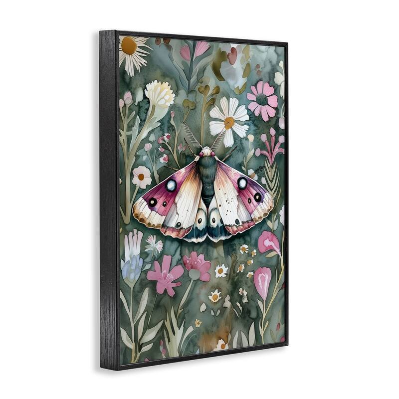 Stupell Beautiful Moth over Florals Framed Giclee Art Design By The Dutch Lady