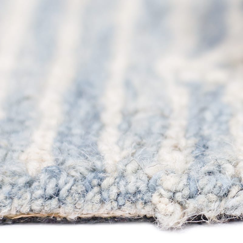 Bakari Lanmore Blue Hand-Hooked Wool Area Rug