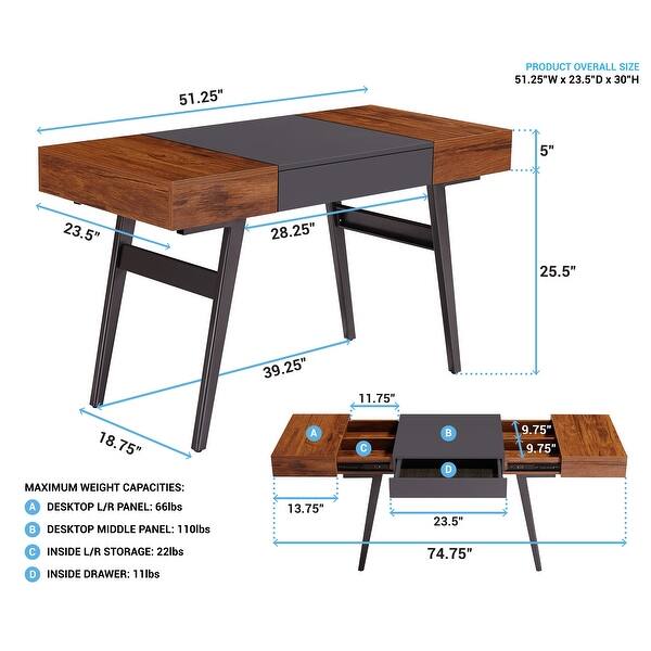 Modern Designs Expandable Desk with Storage - Mahogany - Bed Bath ...