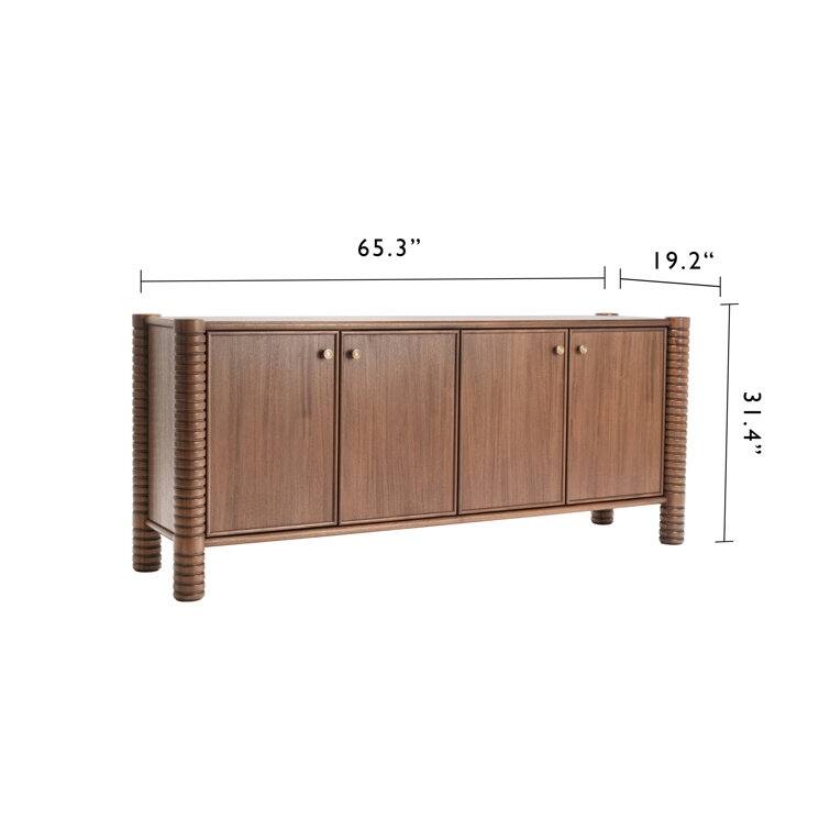 Studio London Ellis Walnut Acacia Sideboard with Ribbed Solid Wood Legs
