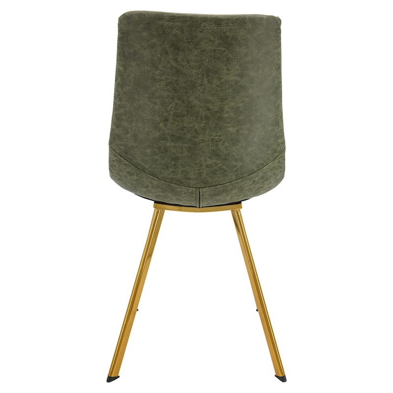 Markley Leather Dining Chair Set of 4 With Gold Metal Legs Modern Accent Side Chair