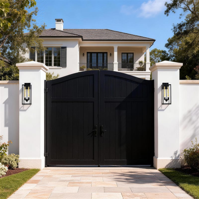 2-pack 1-light/2-light Metal Outdoor Wall Sconce Weather-resistant - Black - Large