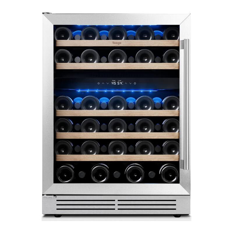 Yeego 23.4 in.52-Bottle Dual Zone Wine Cooler Refrigerator Fridge with Built-In/Freestanding Design - Left Handle