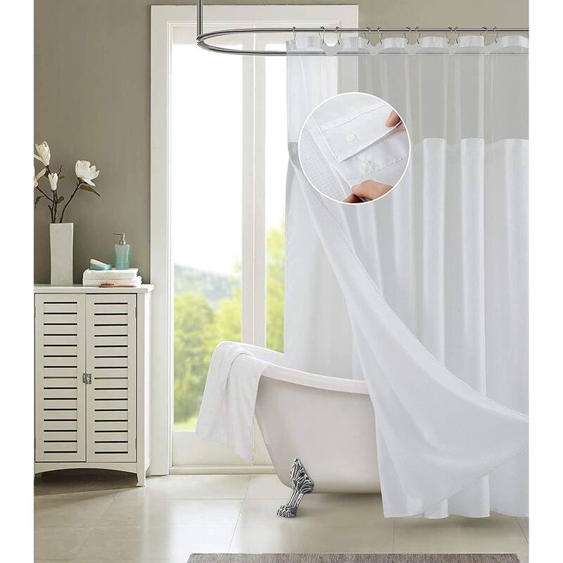 Porch & Den Roycroft Hotel Shower Curtain with Detachable Liner - White