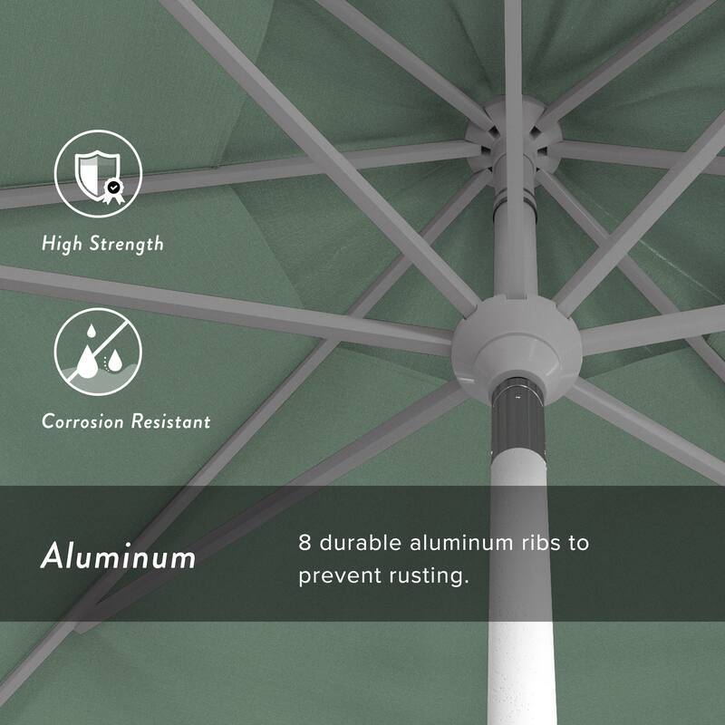 California Umbrella 11' Golden State Series Patio Umbrella White Aluminum Frame Crank Lift Collar Tilt Pacifica Pacific Blue