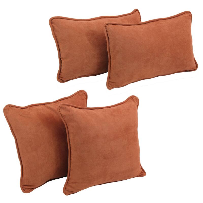 Blazing Needles Delaney Microsuede Throw Pillow Set (Set of 4) - Spice