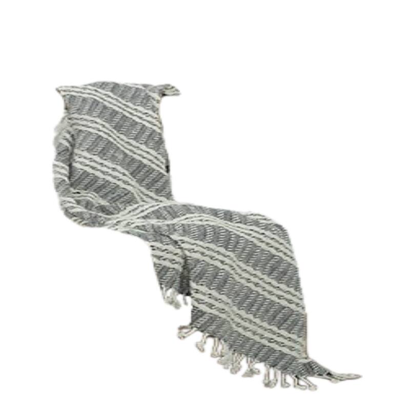 HomeRoots Black Woven 100% Cotton Throw Blanket