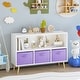 preview thumbnail 3 of 39, Kids Bookcase with Fabric Drawers and Toy Storage Organizer White+Purple