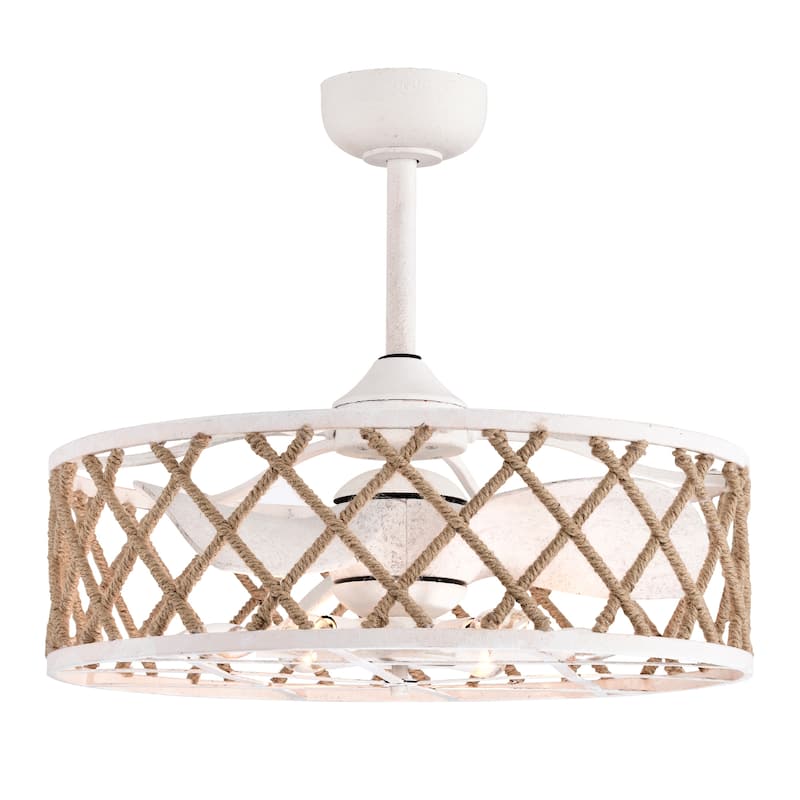 Shaunda 25 Inch Scandinavian Rope Details Fandlier 6 Light with Remote