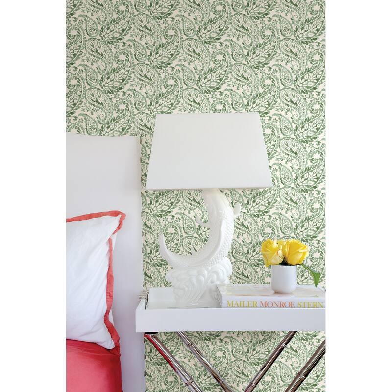 A-Street Prints Adrian Green Paisley Wallpaper