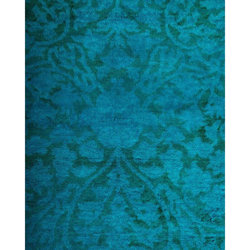 Overton Hand Knotted Wool Vintage Inspired Modern Contemporary Overdyed Blue Runner Rug - 2' 9" x 18' 1"