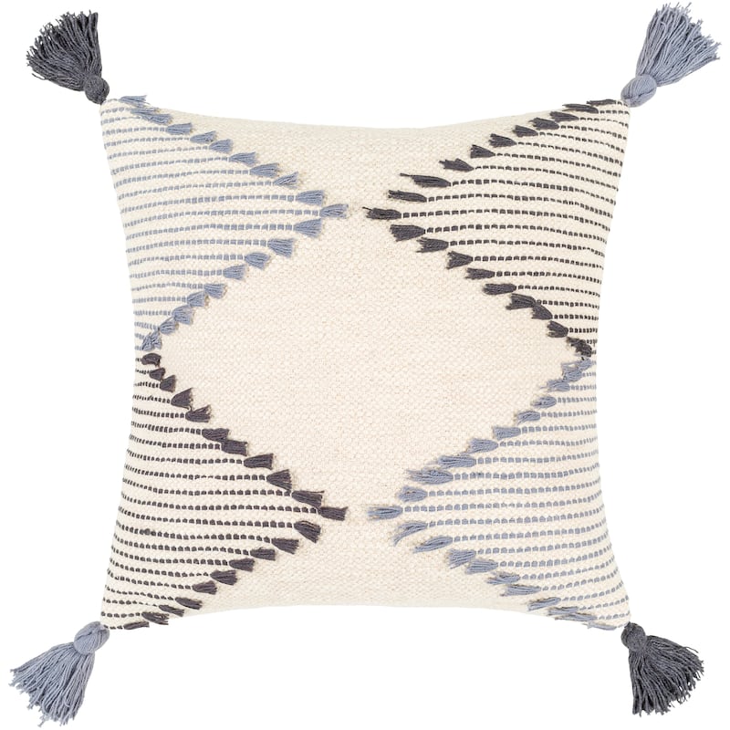 Vintone Bohemian Geometric Throw Pillow with Tassel and Fringe Details