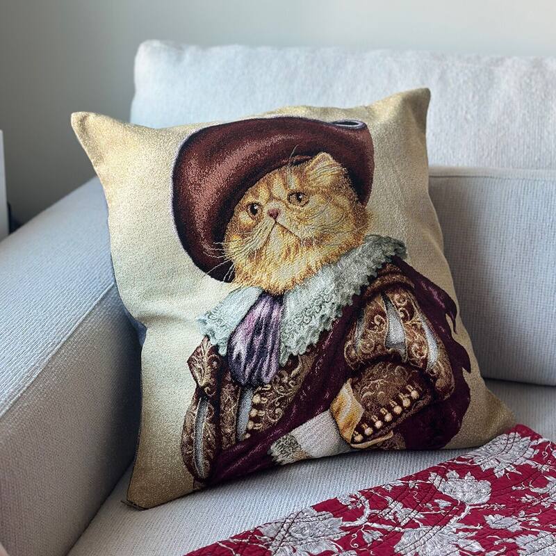 Aristocrat Porthos Tapestry Throw Pillow in Red